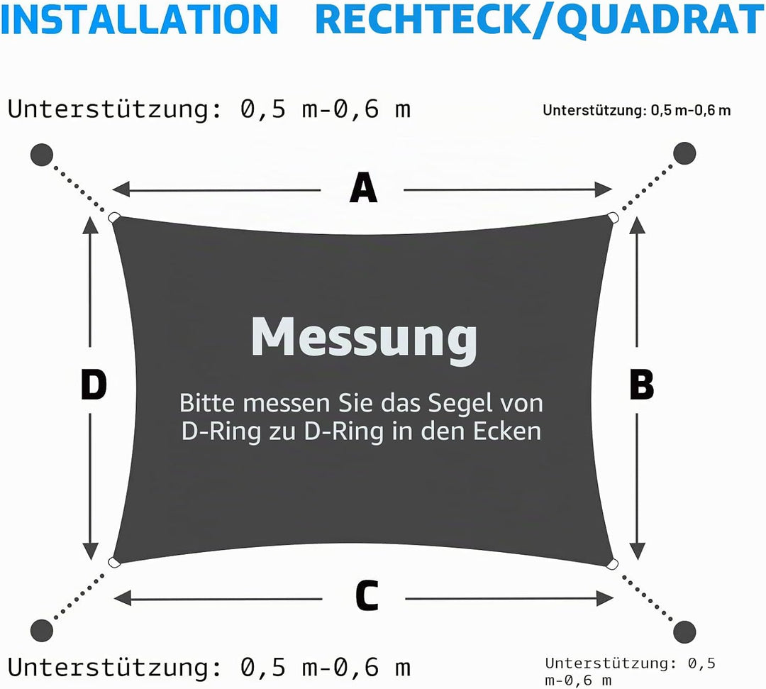 swift Sonnensegel Rechteckig 3x4 Meter UV Shutz HDPE Wetterbeständig Atmungsaktiv Rechteck 3x4m Sonn