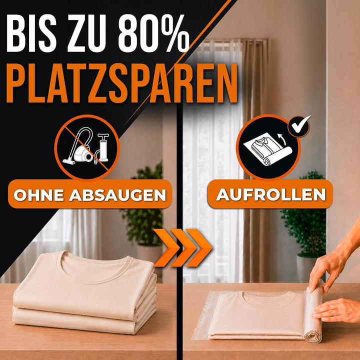 Vakuumbeutel Reise zum Rollen I 10 STÜCK: 3x 70x50cm/ 3x 60x40cm/ 4x 50x35cm I Vakuumbeutel für Klei