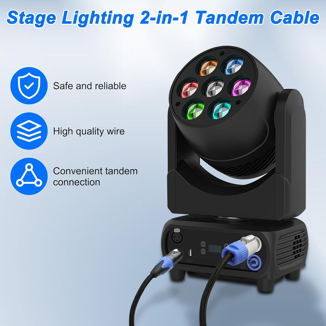 XMSJSIY PowerCon/XLR Power Audio Combo Link Kabel 16AWG 3-Pin PowerCon AC Eingang zum Ausgang 22AWG
