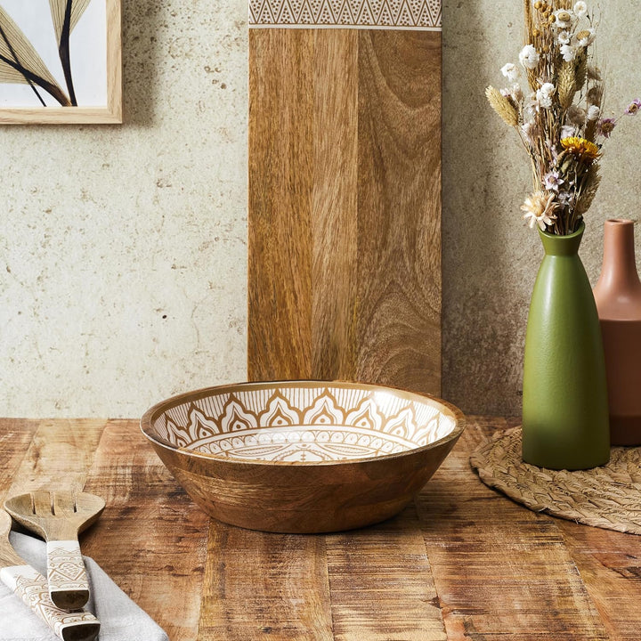 HOME DECO FACTORY, KA0567, Dune Mango Wood Terracotta Salad Bowl, Elegant and Modern Design, Ideal f
