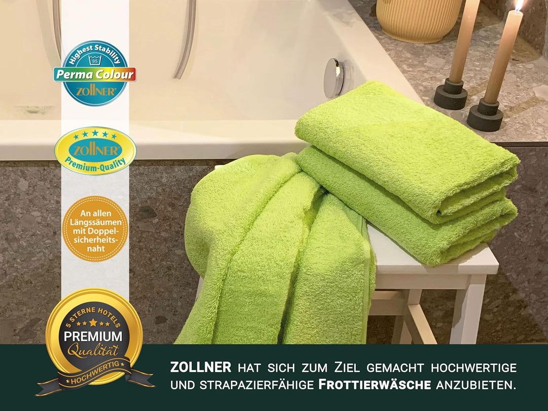 ZOLLNER 3er Set Handtücher gross, Duschtücher, 70x140 cm, Baumwolle, grün, Grün