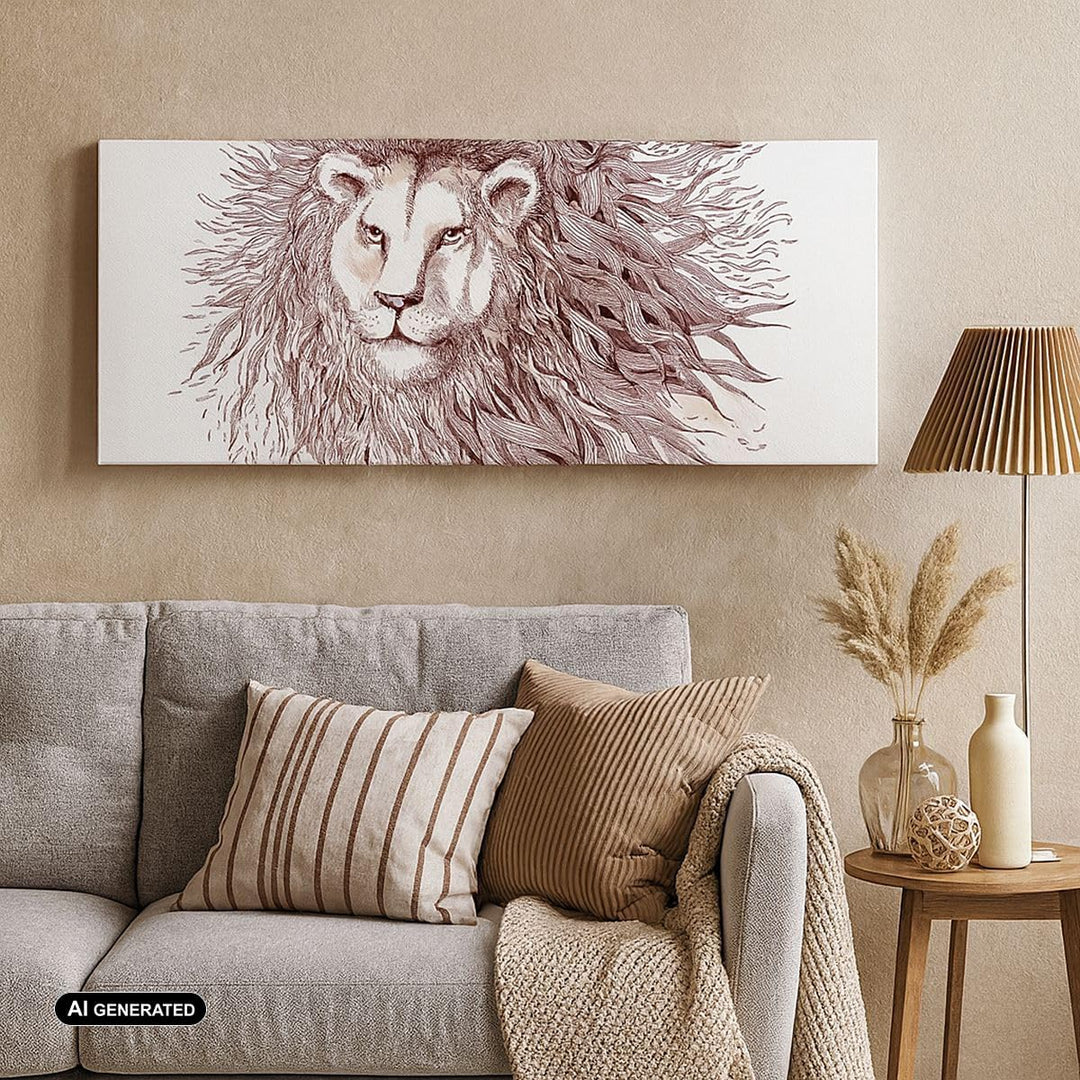Wandbilder Dekoration Wohnzimmer Löwe König Tierwelt Pelz Panorama Bilder auf Leinwand 120x50cm Lein