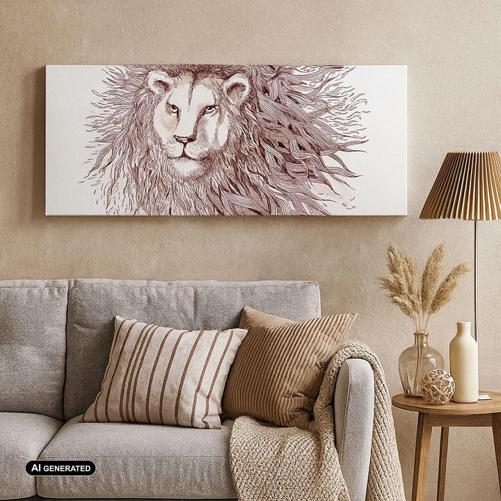 Wandbilder Dekoration Wohnzimmer Löwe König Tierwelt Pelz Panorama Bilder auf Leinwand 120x50cm Lein