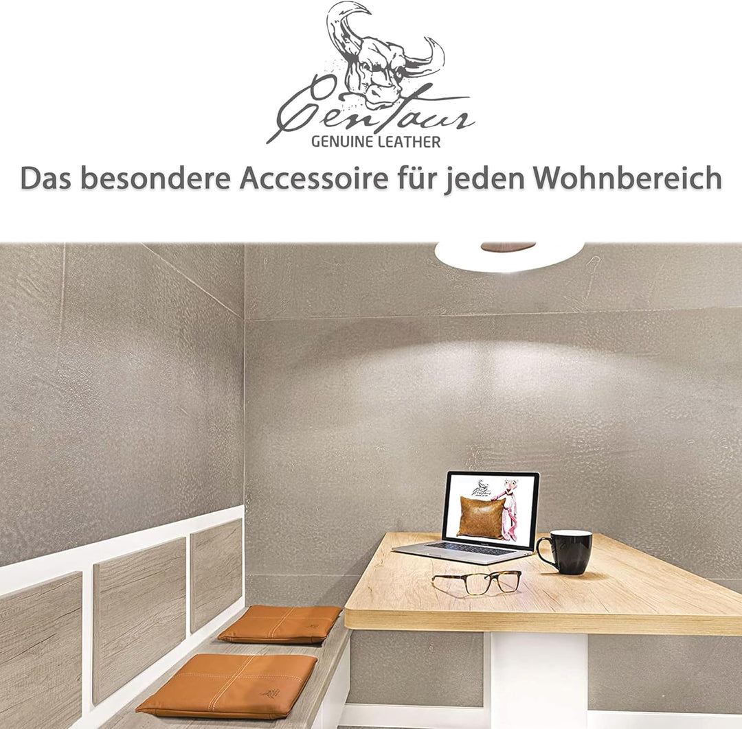 Centaur - Hochwertiges Leder Sitzkissen - Cognac 40x40 cm - Ideal für Stuhl oder Sitzbank - Abwaschb