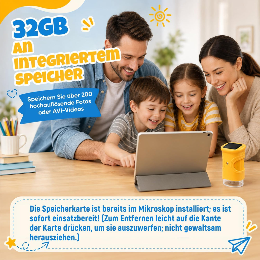 1000X Mikroskop für Kinder,1080P HD Handy Digital Tragbares Taschenmikroskop mit 2,4″ IPS-Display fü
