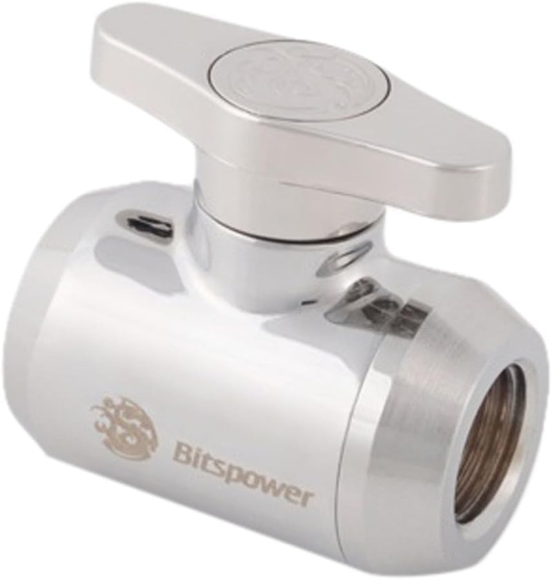 Bitspower G1/4" Mini-Ventil mit silbernem Griff, Silber glänzender Körper