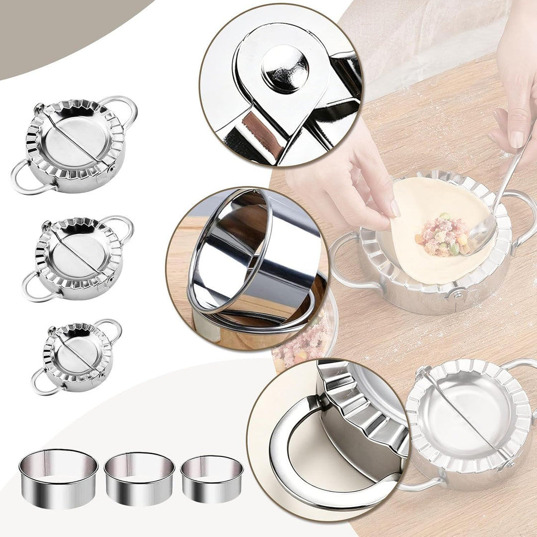 FYSL Edelstahl Ravioli Former - 6 Stück Teigtaschenformer für Dumplings & Knödel, 6 Grössen