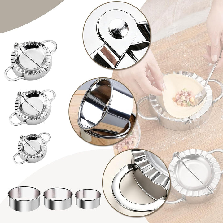 FYSL Edelstahl Ravioli Former - 6 Stück Teigtaschenformer für Dumplings & Knödel, 6 Grössen