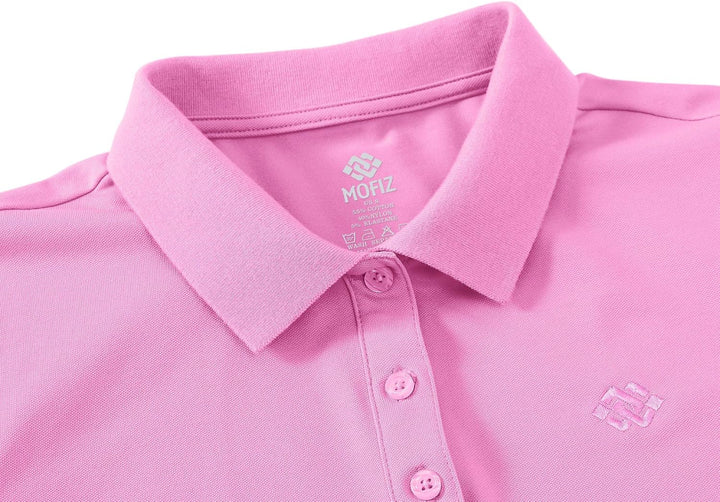 Damen Poloshirt Baumwolle Golf Wintershirt Langarm Oberteile Sports Training Polo mit Kragen Rosa S,