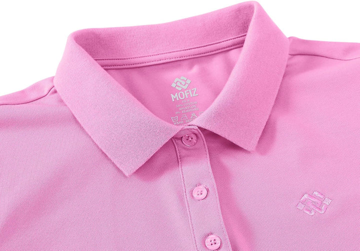 Damen Poloshirt Baumwolle Golf Wintershirt Langarm Oberteile Sports Training Polo mit Kragen Rosa S,