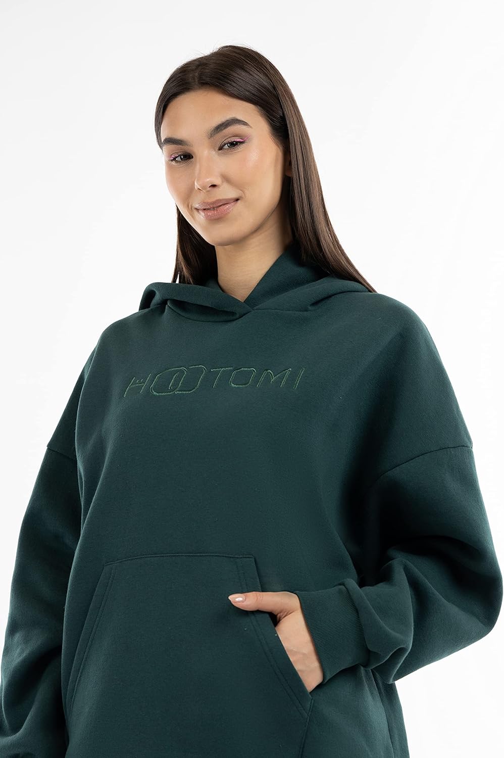 Hootomi Damen Kapuzenpullover, Übergrösse Hooded Sweatshirt XL Dunkelgrün, XL Dunkelgrün