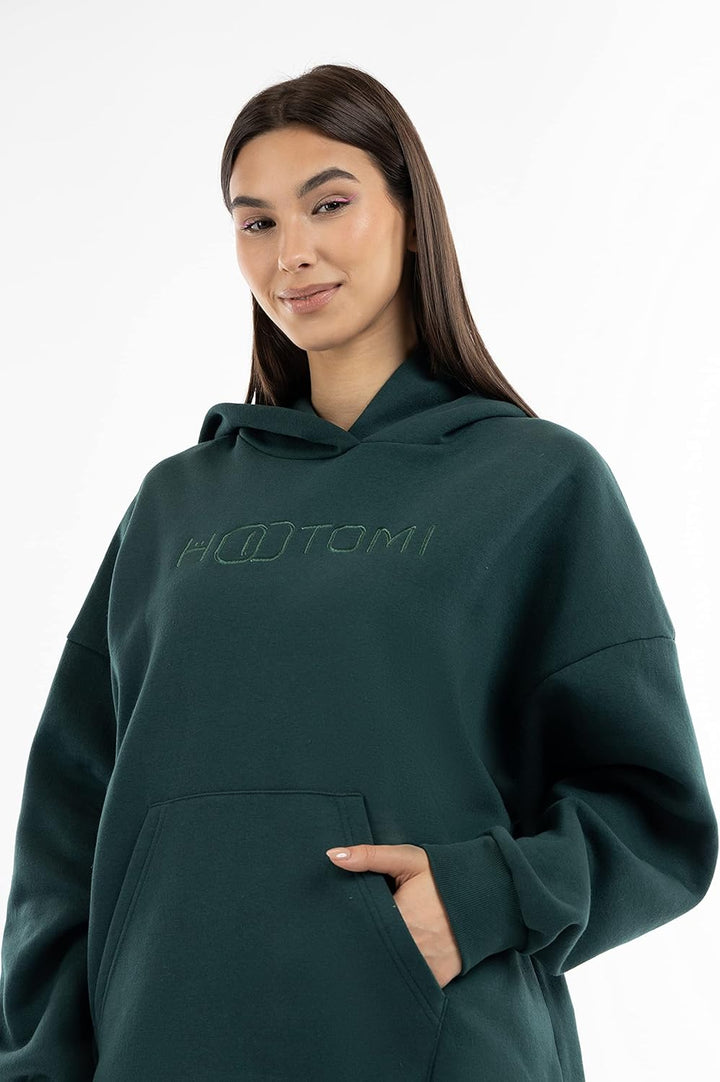 Hootomi Damen Kapuzenpullover, Übergrösse Hooded Sweatshirt XL Dunkelgrün, XL Dunkelgrün