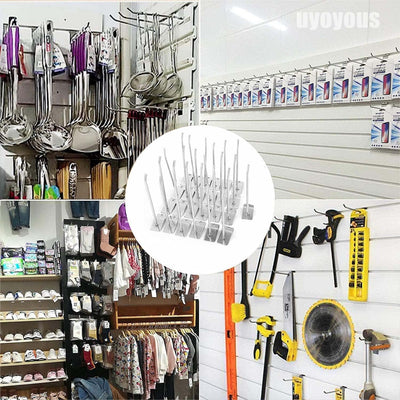 uyoyous Display Haken Lamellenwand Slatwall Hake 20CM, 100 Stück Pegboard Slatwall-haken Werkzeugwan