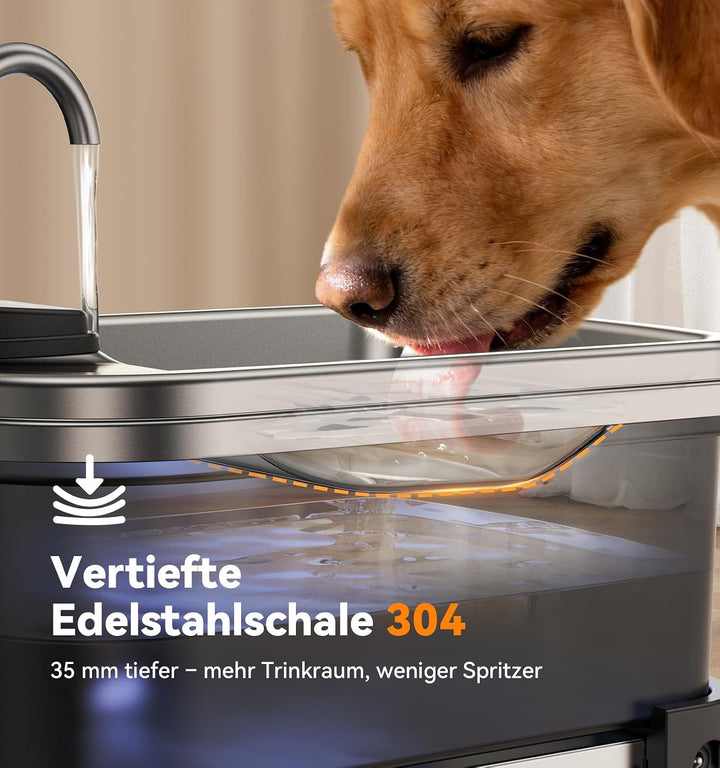 FEELNEEDY 9L Trinkbrunnen für Hunde mit 3-Stufig Verstellbarem Ständer, Hundebrunnen mit 3 Filters,