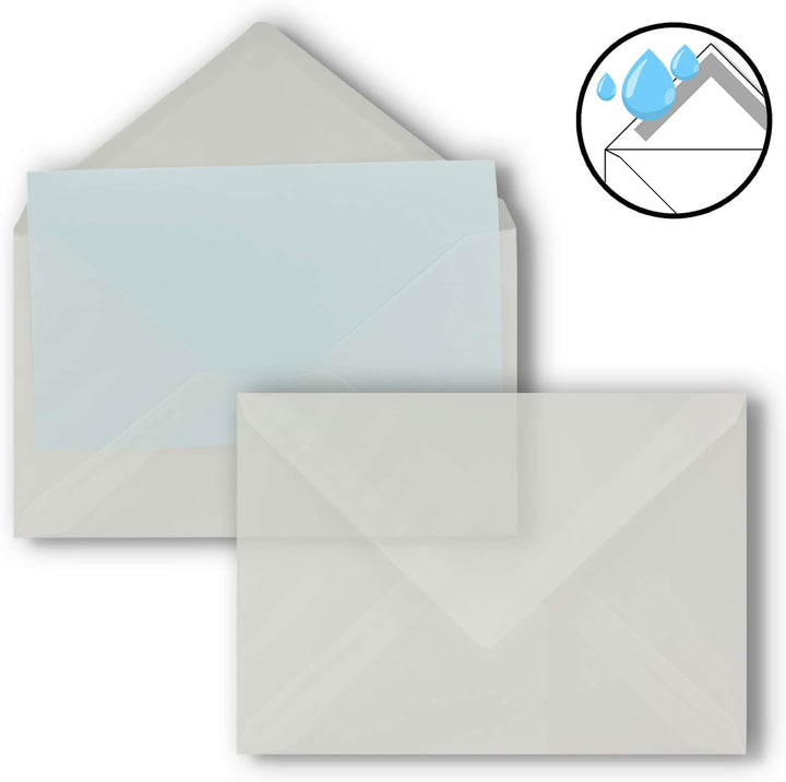 50x Briefumschläge in Transparent - DIN C5 Kuverts 22,9 x 16,2 cm - Nassklebung ohne Fenster - Weihn