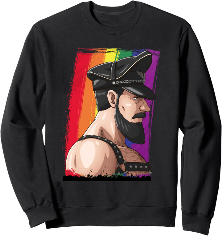Sexy männlicher Bart Gay Daddy Bär Leder Gay Pride Sweatshirt