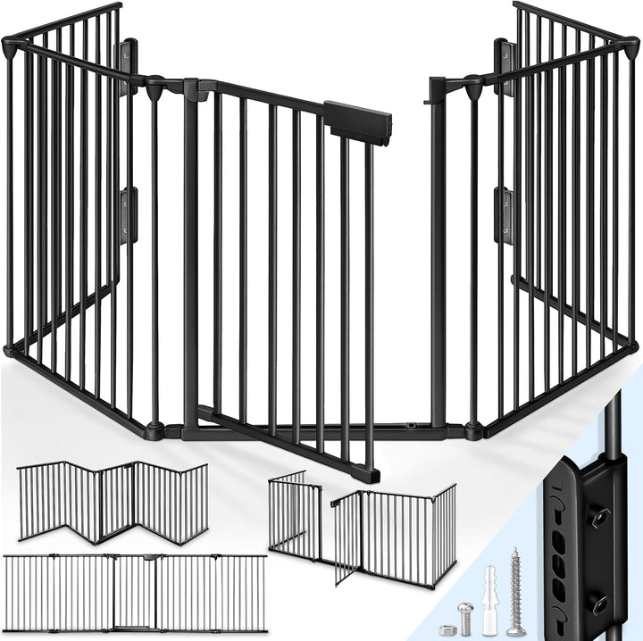 KIDUKU® Kaminschutzgitter Metall 305 cm | Absperrgitter faltbar | Konfigurationsgitter inkl. 5 Eleme