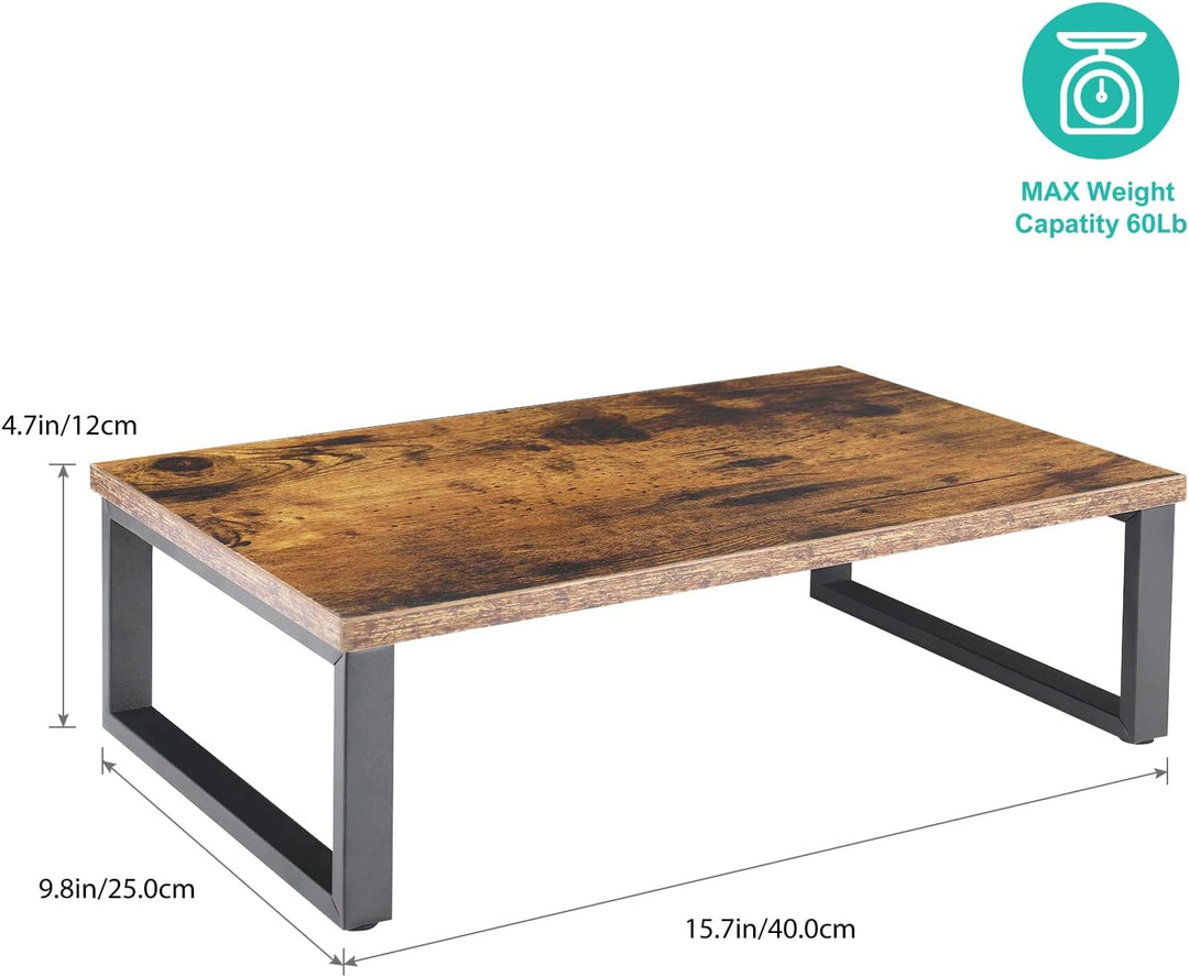 CADUKE Monitorständer Erhöhung, 2er Set Holz Tischplatte Computer Ständer, Industrie Desktop Regal A