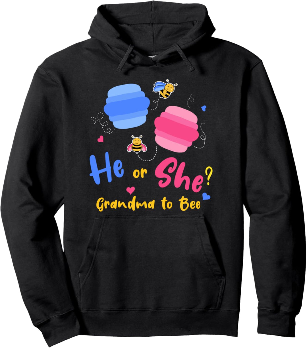 Grandma To Bee Nachwuchs Ankündigung He Or She Blau Pink Pullover Hoodie