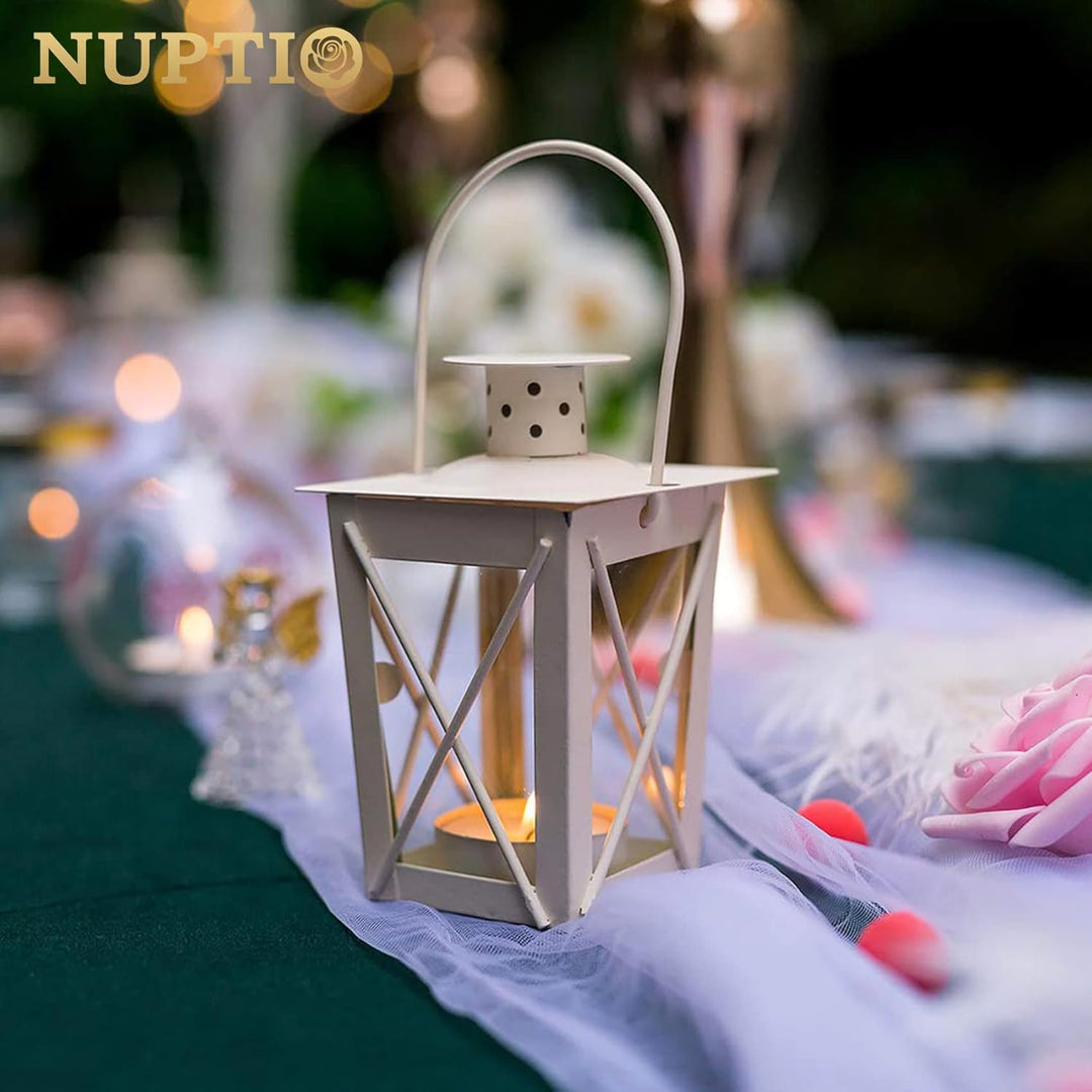 NUPTIO 4 Stück Lanterne en Verre à Terre Suspendue, Lanterne en Verre Portable, Petite Lanterne Rétr