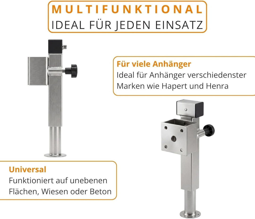 Preiswert & Gut 2X Anhänger Stützen Höhenverstellbar 410–655mm - Anhängerstütze Stahlrohr 60x60mm, k