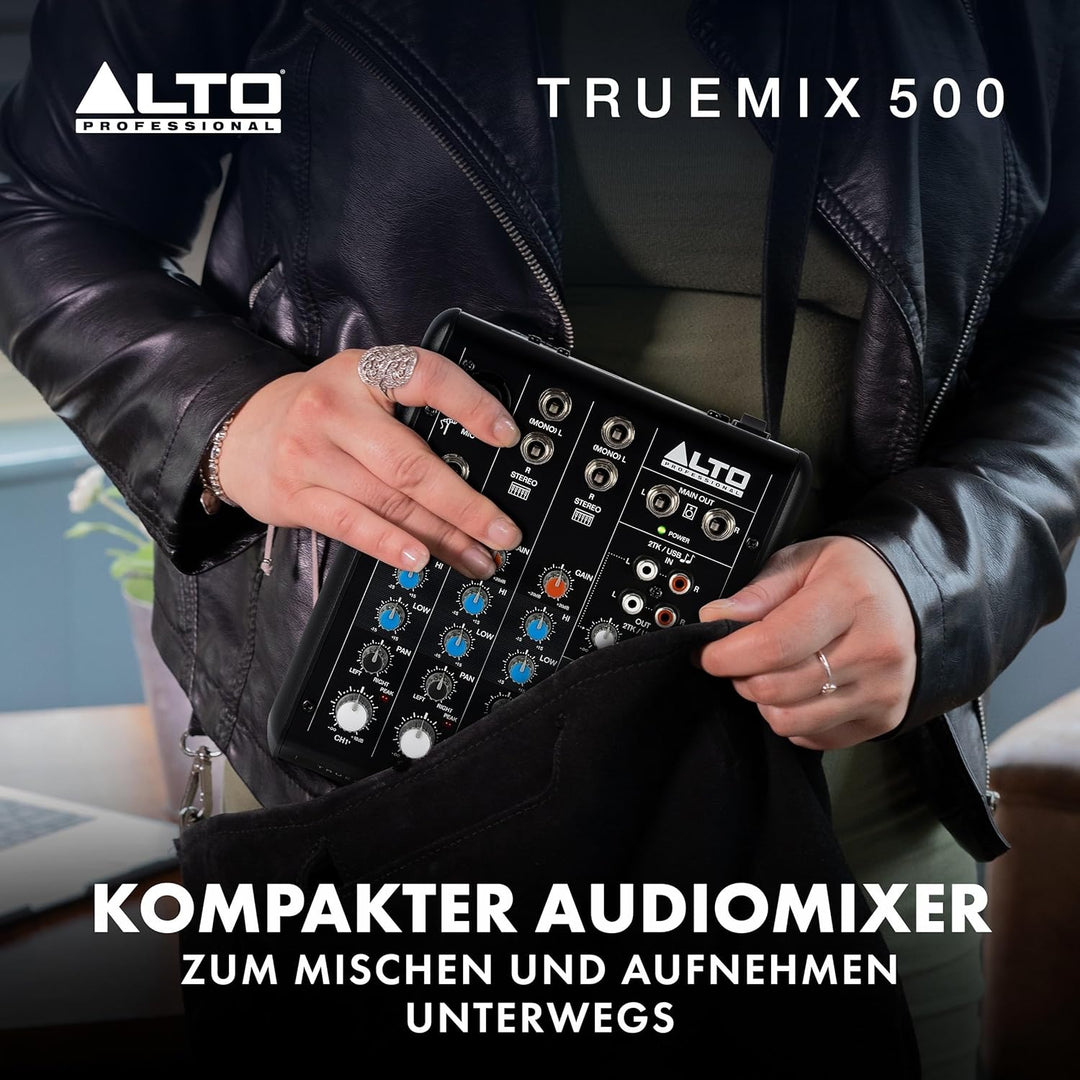 Alto TrueMix 500 Mischpult mit XLR Mic In und USB Audio Interface für Podcasting, Live Performance,