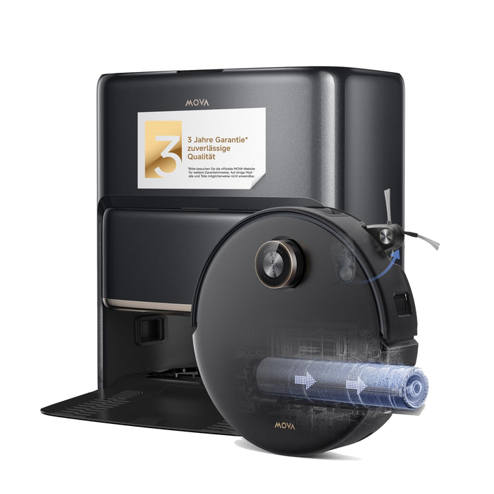 MOVA Z60 Ultra Roller Complete, HydroForce-Wischen, AutoShield-Tech Schwarz | StepMaster 2.0 System,
