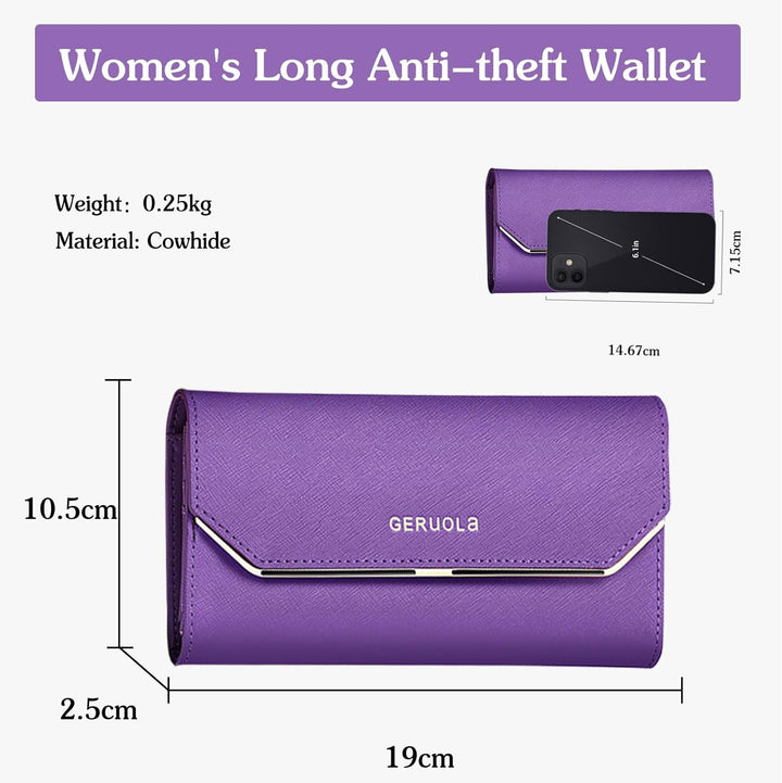 Geldbeutel Damen Leder Geldbörse RFID Schutz Large Portemonnaie Minimalistisch Lange Brieftasche Lil