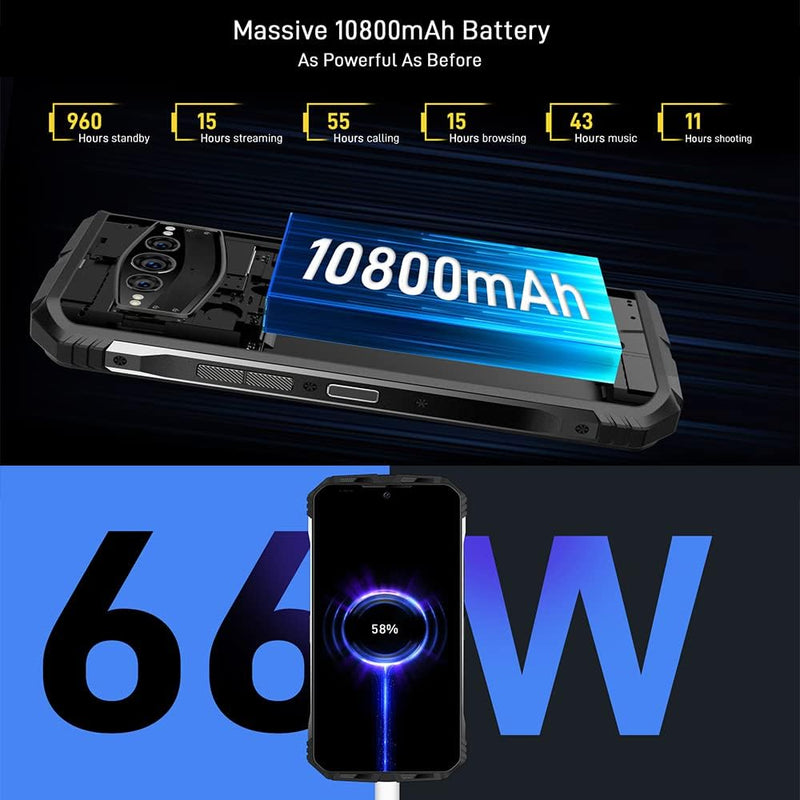 DOOGEE S100 (2023), Helio G99 20GB + 256GB, 10800mAh Akku, 4G Smartphone ohne Vertrag, 108MP Kamera