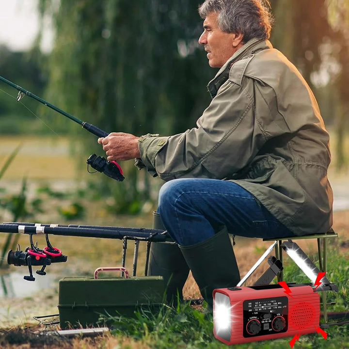 Handkurbelradio, Solarbetriebenes Handkurbelradio | Tragbares AM/FM/NOAA-Radio,SOS-Alarmradio, 3-Weg