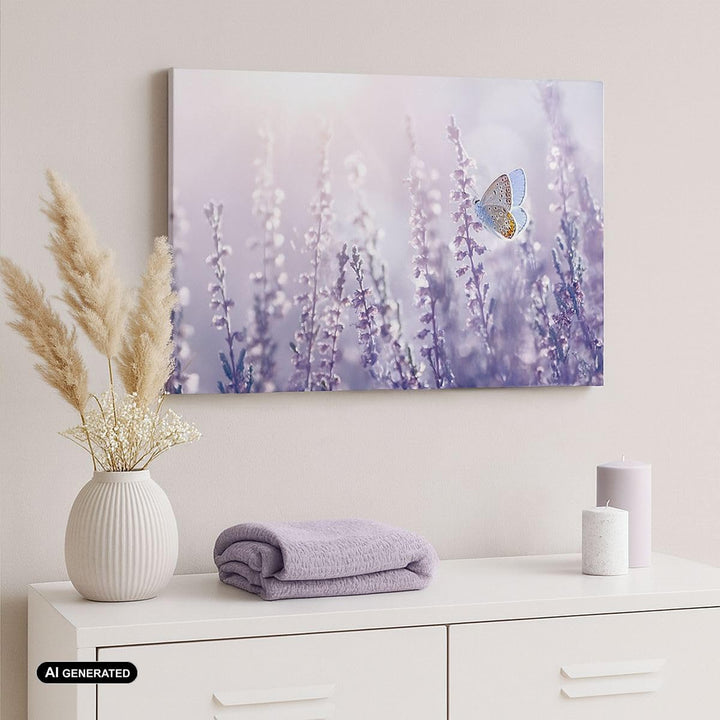 Bilder auf Leinwand 100x70cm Leinwandbild Schmetterling Wiese Blume Gross Wanddeko Bild Schlafzimmer