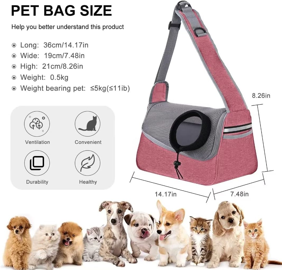 PETCUTE Hundetragetasche,Verstellbare Hundetasche Tragetuch mit Halsband Haken und Taschen,Atmungsak