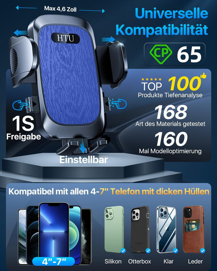 HTU 2026【Militär-Klasse】 Handyhalterung Auto【Stärkste Saugnapf & Lüftung】 4 in 1 Handy Halterung Aut