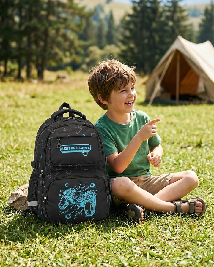 Amythe Schulrucksack Jungen Teenager, Schultasche Kinder mit Reflektoren für 1. bis 4. Klasse, Leuch