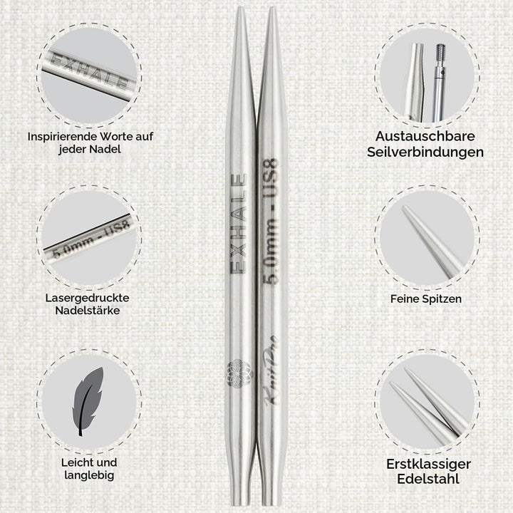 KNITPRO KnitPro auswechselbare Gratitude (13 cm, 312,00 mm) Lace-Nadel-Set 1 Set, K36301, Einheitsgr