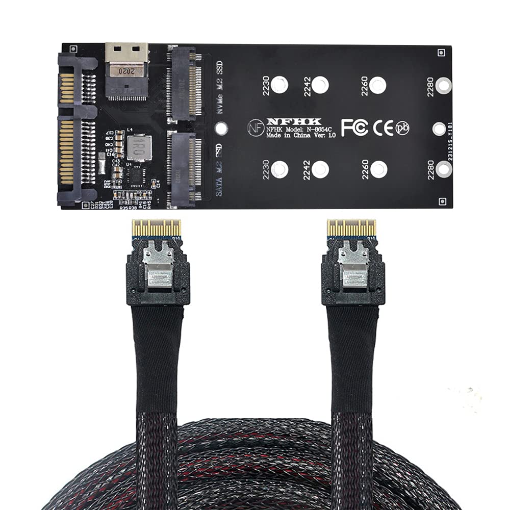 NFHK SFF-8654 Kabel & Karte U2 Kit NGFF M-Key auf Slimline SAS NVME PCIe SSD SATA Adapter für Mainbo