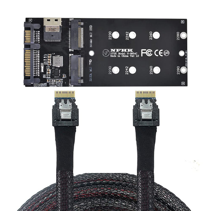 NFHK SFF-8654 Kabel & Karte U2 Kit NGFF M-Key auf Slimline SAS NVME PCIe SSD SATA Adapter für Mainbo