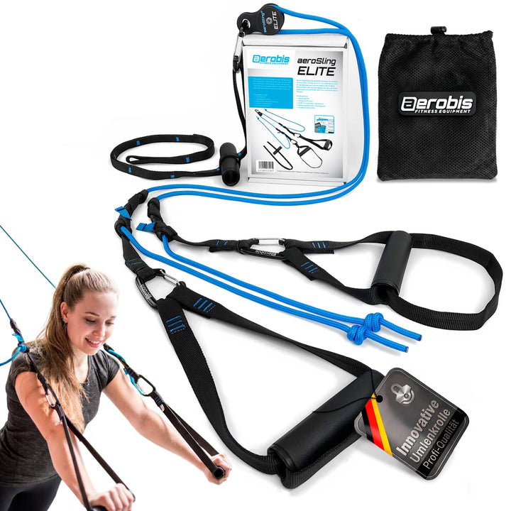 aerobis® aeroSling Elite Schlingentrainer | Sling Trainer Ganzkörpertraining mit Umlenkrolle, Türank