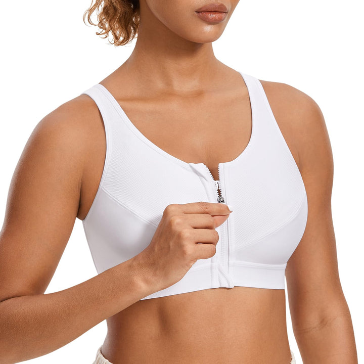 SYROKAN Damen Sport BH Starker Halt ohne Bügel 70C Weiss, 70C Weiss