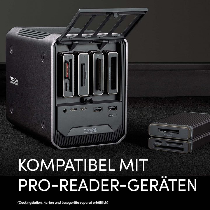 SanDisk PROFESSIONAL PRO-DOCK 4 Docking Station mit 4 Einschüben, für Lesegeräte mit Thunderbolt Kon