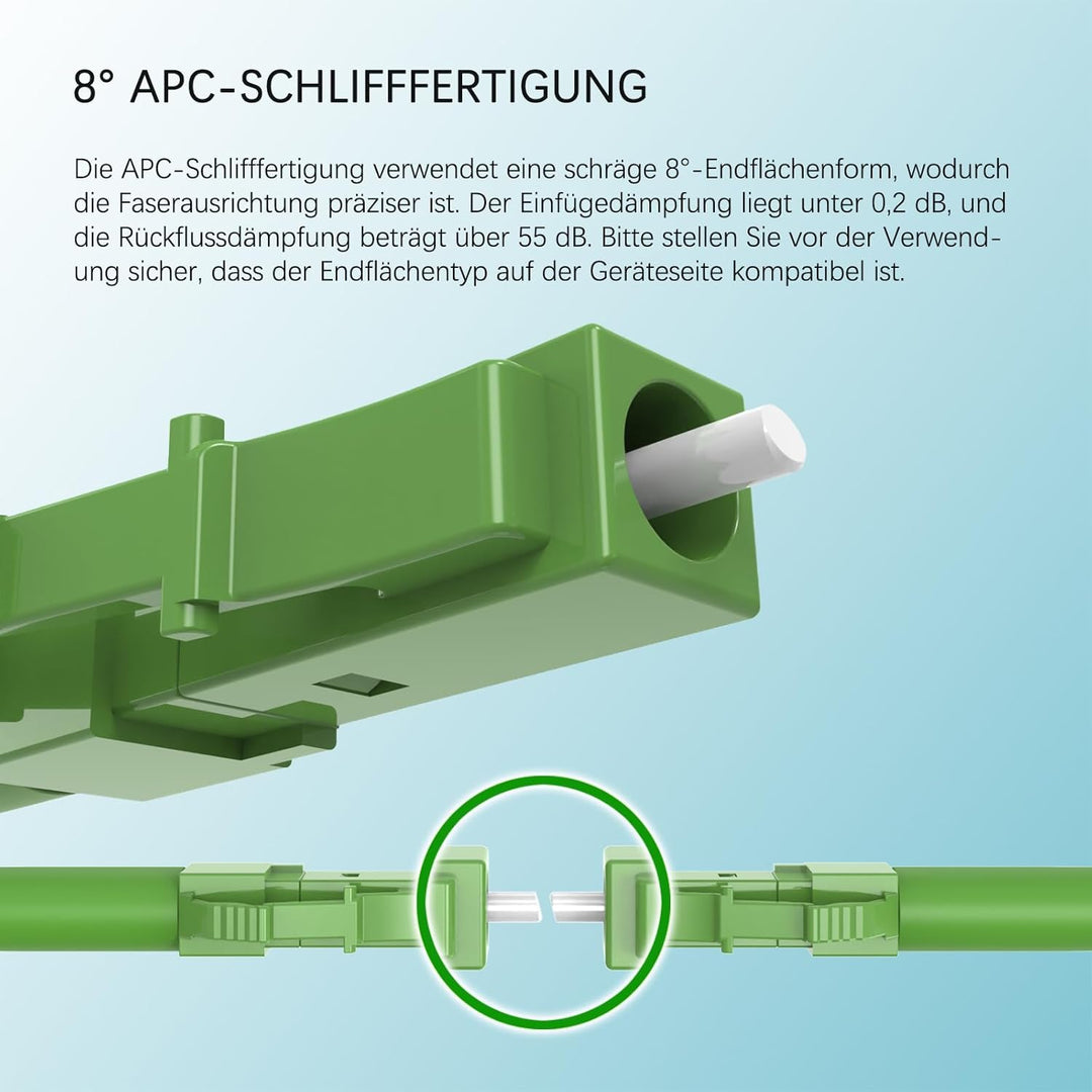 EMSECKO 30M OS2 Simplex LC/APC 8° Stecker, 3.0mm LWL Glasfaser-Kabel, 9/125μm Patchkabel LSZH, FTTH