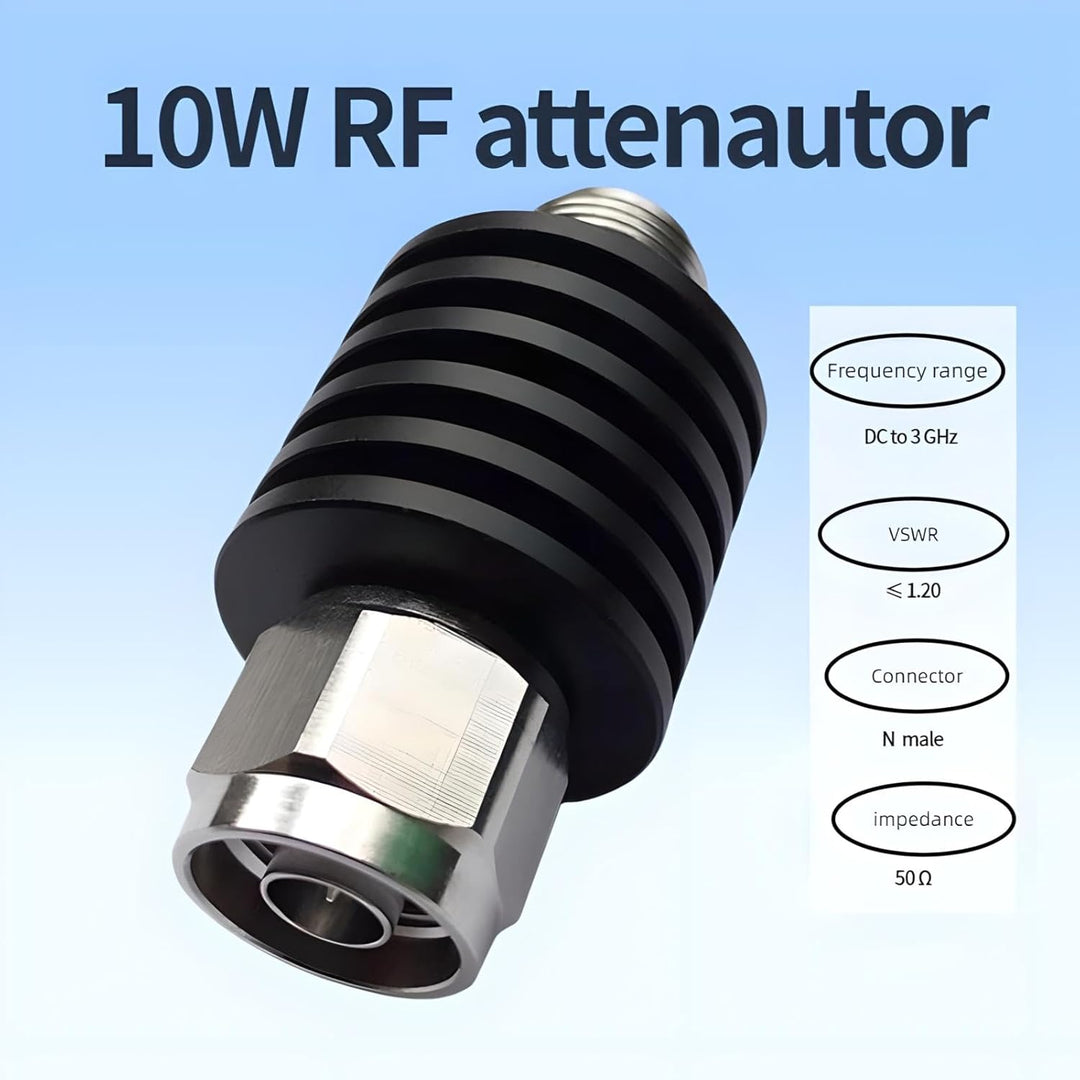 BECEN 15dB 10 Watt N fester Dämpfer - 10 W N-Anschluss 3 GHz RF-Dämpfer 50 Ohm Attenuator, 15dB
