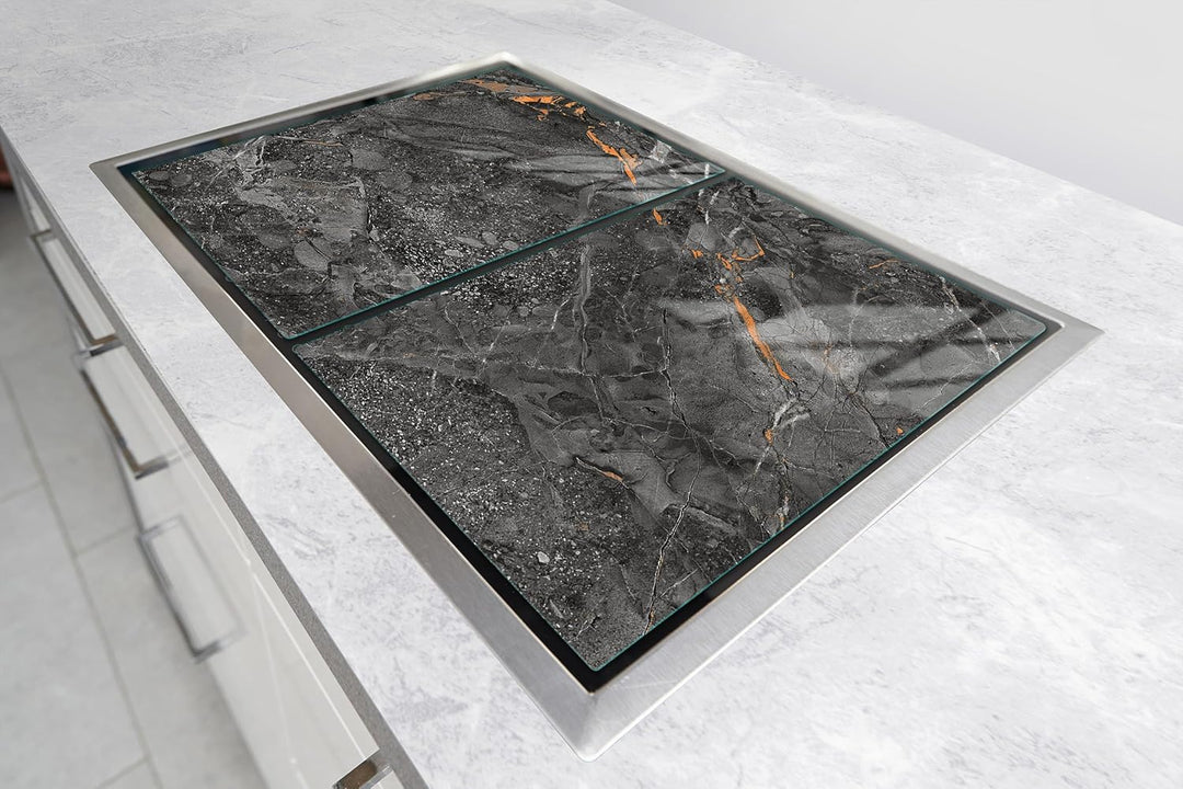 TMK ArtDeko Herdabdeckplatte 2 Teilig 30x52 + 40x52 cm - Spritzschutz Herdabdeckung – Herdschutz aus