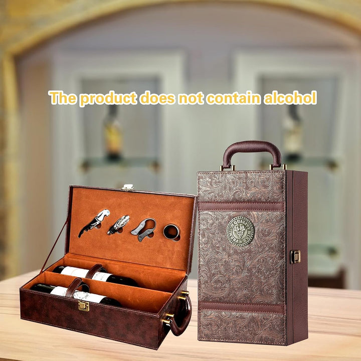 Weinflasche Box Sommelier Set Wein Geschenk Set Weintragekoffer für 2 Flaschen Weinkiste Geschenkset