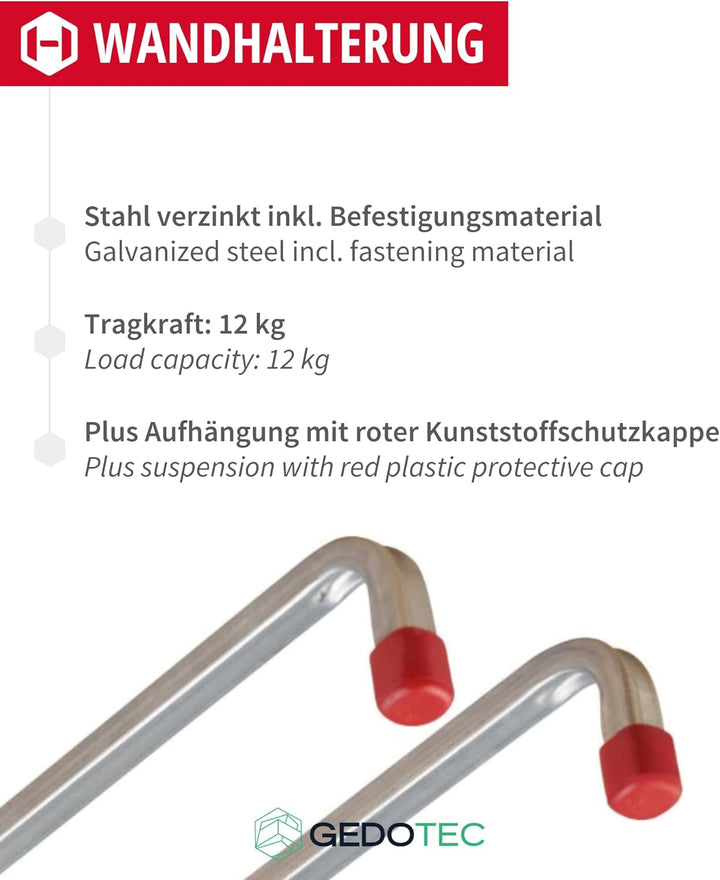Gedotec Wandhalterung - Wandhaken zum Schrauben Stahl verzinkt | DUO | 2 Stück Gerätehaken Länge: 32