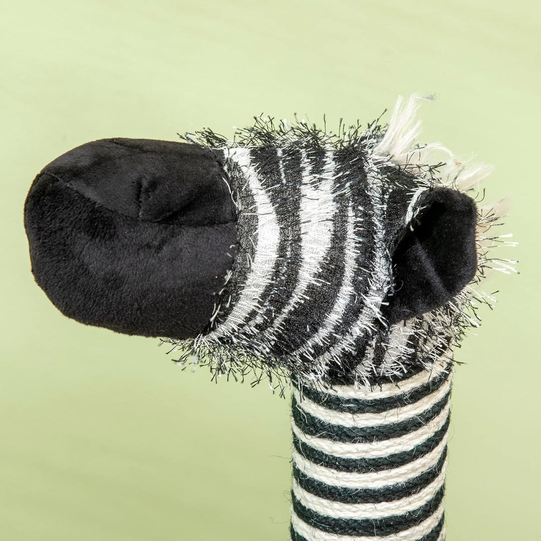 PawHut Kratzbaum 93 cm Katzenturm im Zebra-Design mit Katzentunnel, Plüschball, Jutepfosten, mehrstö