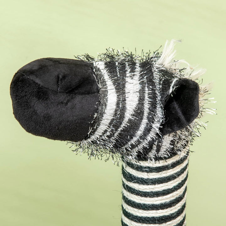 PawHut Kratzbaum 93 cm Katzenturm im Zebra-Design mit Katzentunnel, Plüschball, Jutepfosten, mehrstö