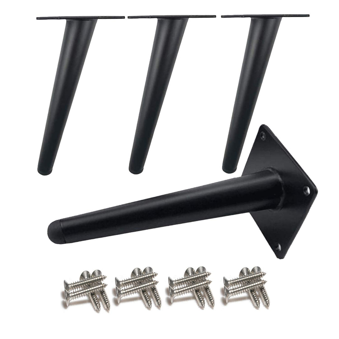 Drenky 4 Stück schräge Tischbeine,Metallschrankbeine,Kegel Möbelbeine,Rostfreier Stahl,Schwarz lacki