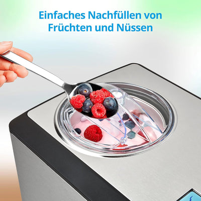 MEDION Eismaschine selbstkühlend mit Kompressor (2 Liter Eis, geeignet für Eiscreme Frozen Joghurt S