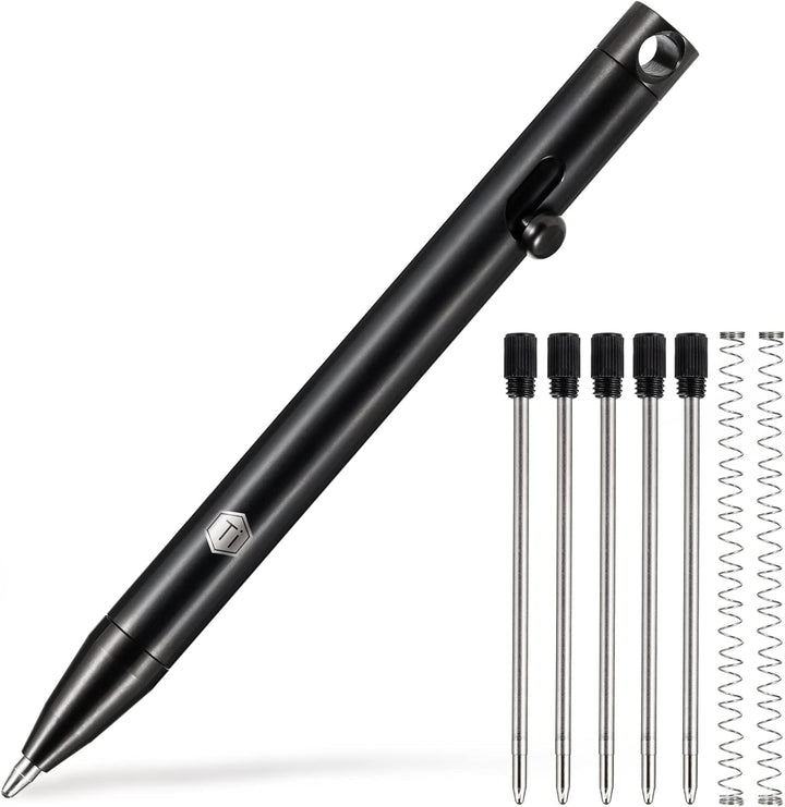 KeyUnity KP00 EDC Kugelschreiber Bolt Action Titan, Hochwertig Stift mit Minen, Taschenkugelschreibe